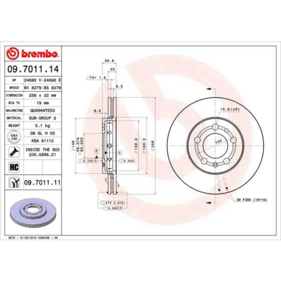 Discos Travão (2) BREMBO 09.7011.14
