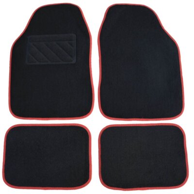 Conjunto de tapetes pretos universais em carpete NORAUTO Unikar em preto e vermelho