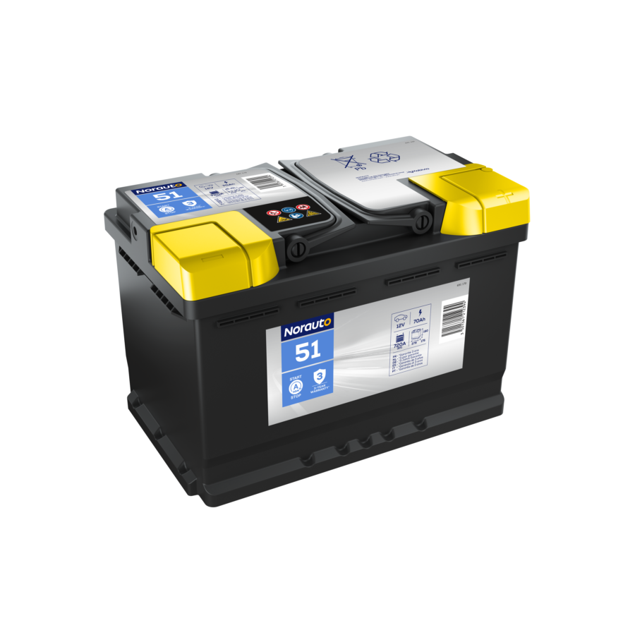 Bateria De Arranque Norauto 51 Agm 70ah - 720a