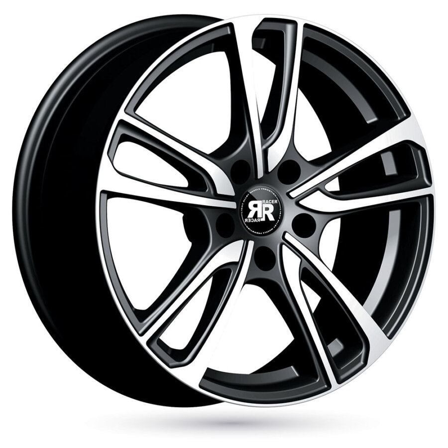 Jante de alumínio racer wave 8x18 5x108 et42 frente polida preta