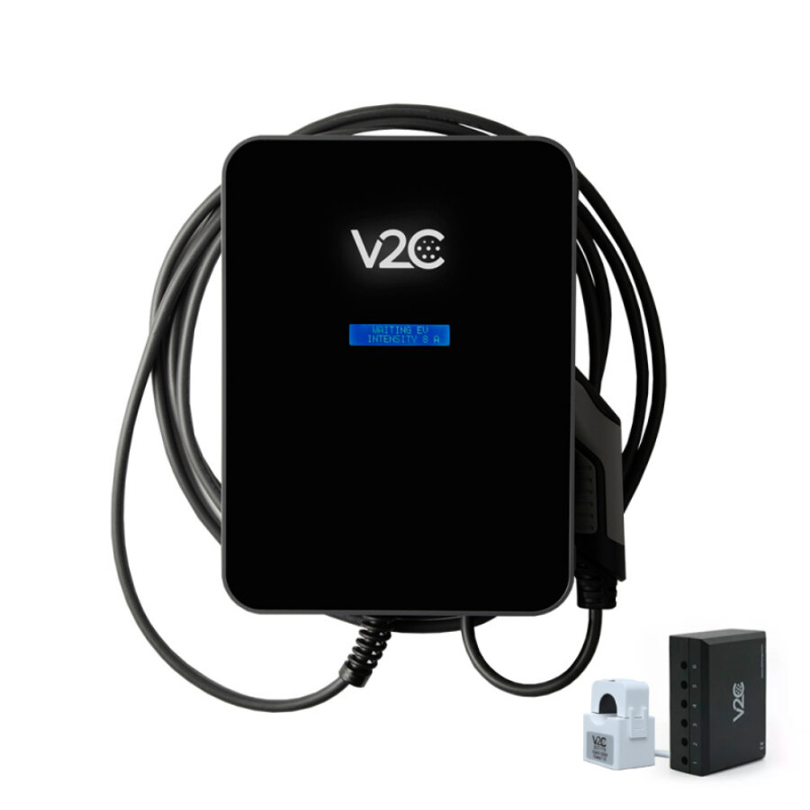 Ponto de carregamento v2c monofásico trydan de 7,4 kw com cabo de tipo 2 ligado