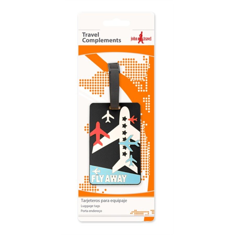 Porta-cartões john travel em borracha com desenho de avião
