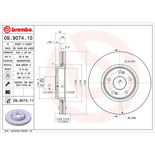 Discos Travão (2) Brembo 09.9074.10