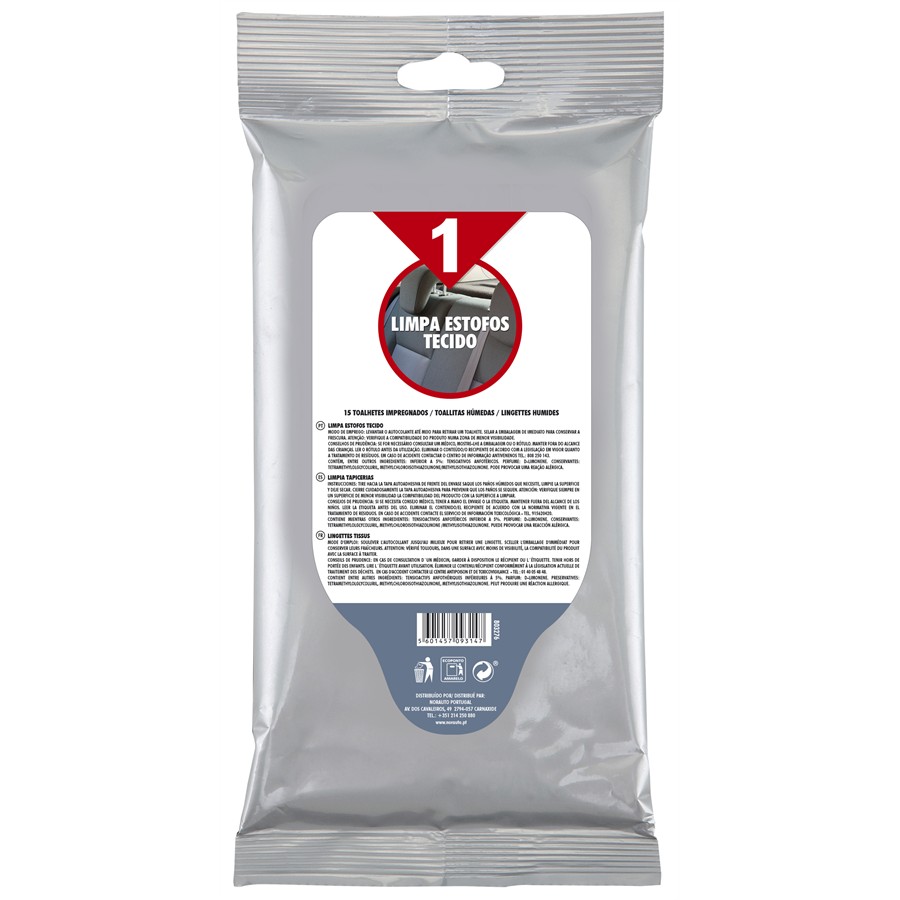 Toalhetes Impregnados Limpa Estofos Tecido "1"