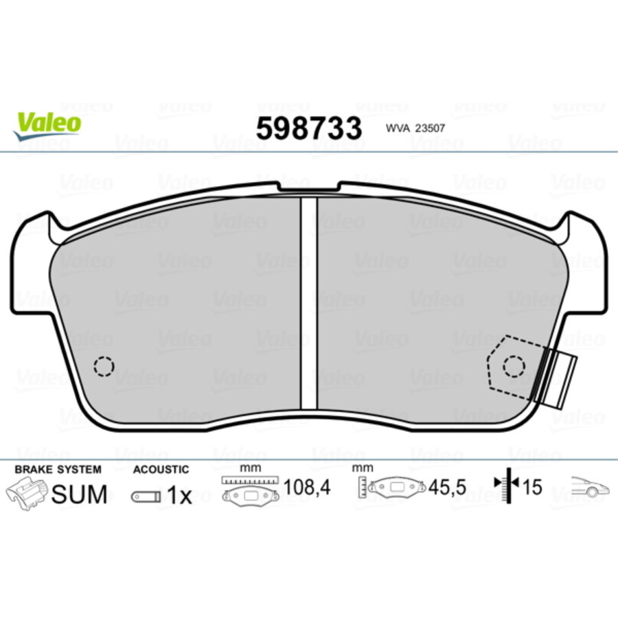 Jogo de pastilhas valeo eixo dianteiro 598733