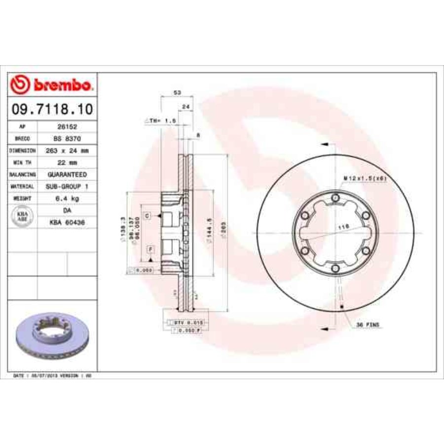 Discos travão (2) brembo 09.7118.10