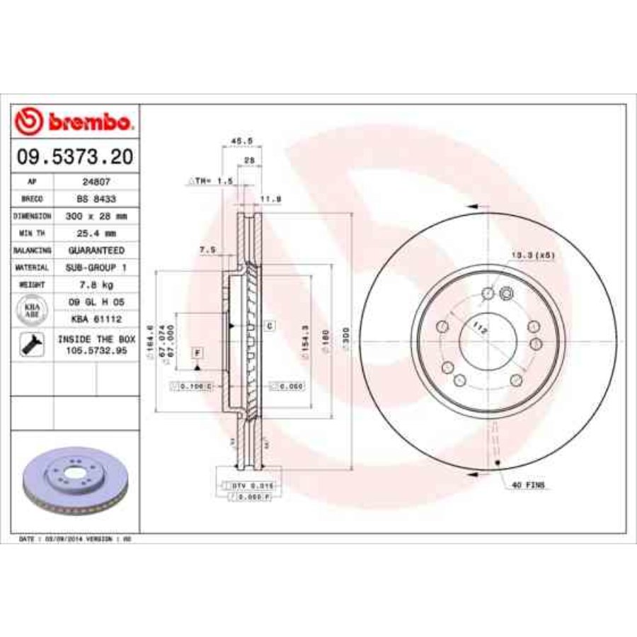 Discos travão (2) brembo 09.5373.20