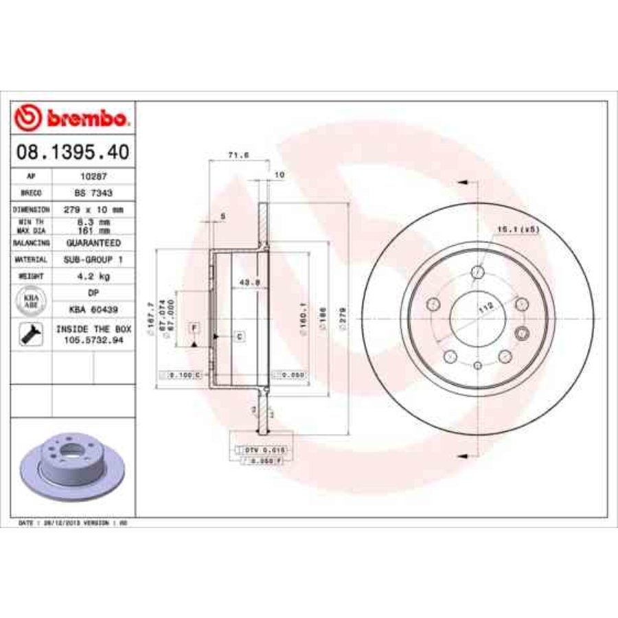 Discos travão (2) brembo 08.1395.40