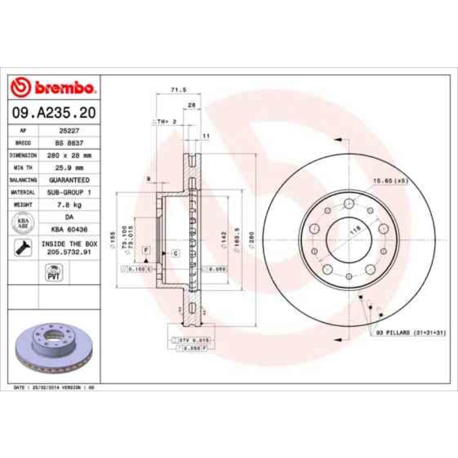 Discos travão (2) brembo 09.a235.20