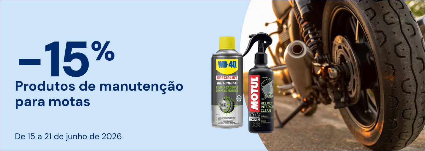 -15% em produtos de Manutenção para Moto -15% em produtos de Manutenção para Moto